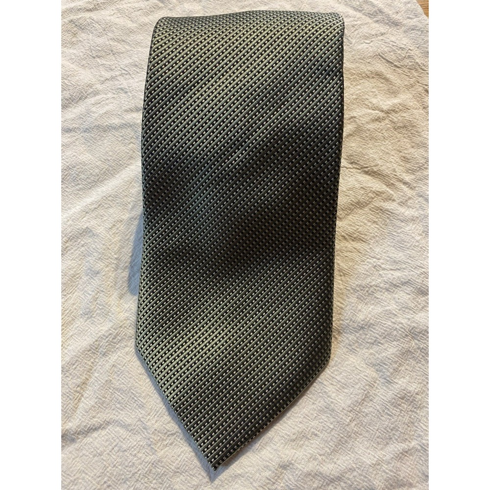 PRONTO UOMO GREEN BLACK GEOMETRIC STRIPED‎ MOTIF NECKTIE -GUC- DESIGNER TIES.